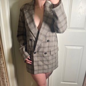 A New Day Plaid Double-Breasted Blazer Dress